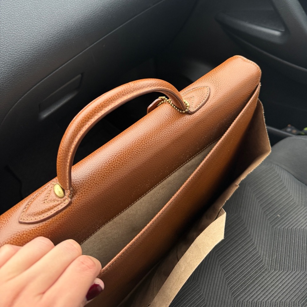 Rare Vintage Coach Madison Drake Briefcase British Tan Italian Leather 4420 - Picture 10 of 15